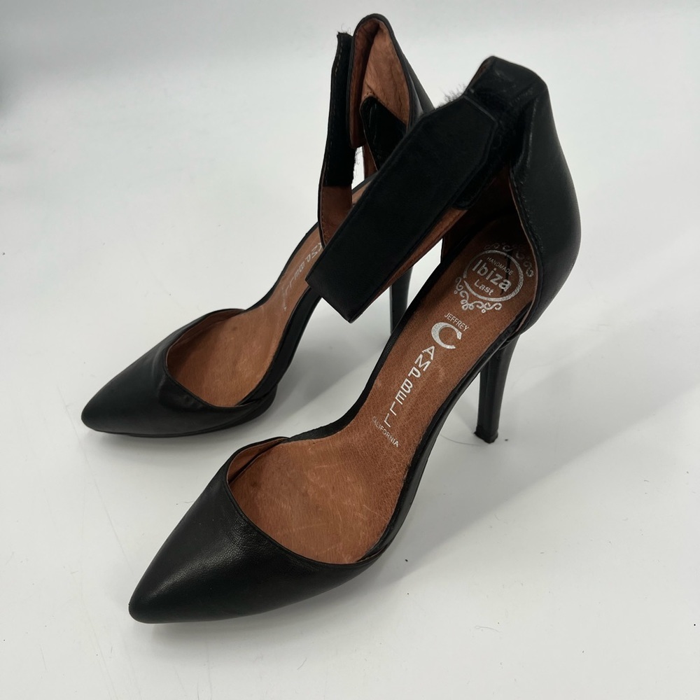 Jeffery Campbell Ibiza Solitaire black leather strappy heel shoes size 8.5